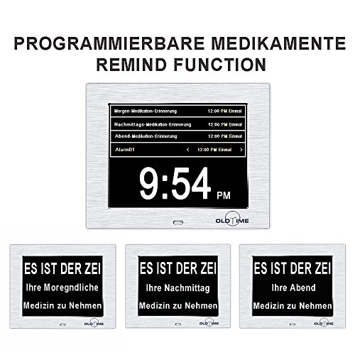 OLDTIME® 8″ Digital Wecker,Digitaler Kalender Tag Uhr Für Demenz sehschwachen Gelesen Werden,Kinder, Senioren, Sehschwache und Alzheimer Patienten -Großer Schrift Elektronischer Kalender Tag Uhr,Weihnachts Geschenke – Erinnerung an die Medikamenteneinnahme - 6