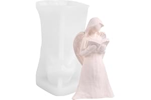 Yajexun Stampi per Candele Angelo - Tenendo Libri, Cuori, Fiori, Stampi per Sapone in Silicone per La Casa, Stampo in Gesso Angelo Candela Profumata Artigianale Fai-da-Te, Stampo Riutilizzabile