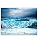 Produktbild Leinwandbild 100x75 cm PREMIUM Leinwand Bild - Wandbild Kunstdruck Wanddeko Wand Canvas - BLUE SEASCAPE - Ozean Meer Wasser See Welle Sturm Blau Türkis - no. 100