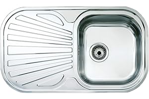 TEKA Fregadero Encastrado 1 Cubeta con Escurridor, Acero Inoxidable 18/10, Reversible, Profundidad 17 cm, Mueble 45 cm, Stylo 1C 1E
