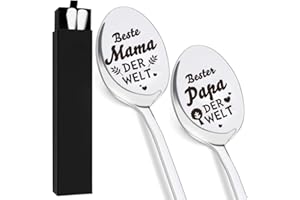 VDSOW 2 cucchiaini da caffè in acciaio inox, cucchiaini da tè lunghi Macchiato per genitori, cucchiai personalizzati con incisioni migliori mamma e papà del mondo, regalo di compleanno Natale per mamma papà