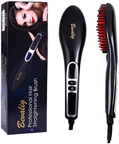 Hair Straightening Brush - Premium 3 in 1 Ceramic Heating Straightener Irons Brush - Ionic Anti Frizz - Anti Scald, Static, Detangling and Silky Straight Styling Comb - Upgraded Version
