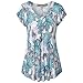Produktbild Damen Tops Rovinci Frauen Sommer Ärmellos Weste Ethno T-Shirt Gefaltetes Boho Blumen Druck Tank Top Mehrlagen Gestreift Drucken Tank Top Bluse Oberteile Tunika Longshirt (L, Himmelblau T-Shirt)