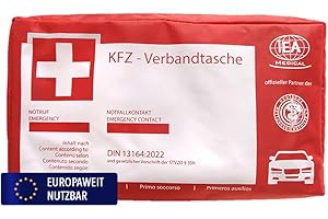 IEA Medical Kit de primeros auxilios para coche (45 piezas) | Kit de emergencia para coche, botiquín de primeros auxilios, asistencia para accidentes para coches y camiones, incluye manual de primeros