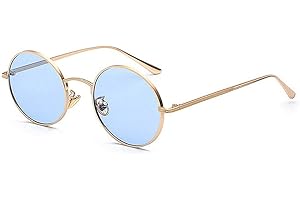 BOUACOUA Occhiali da Sole Rotondo Stile Vintage Steampunk Occhiali da Sole Retro Protezione UV400 Montatura Metallica