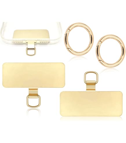 Wanme Toppa per Cordino Cellulare Universal, 4Pezzi Tela Patch per Cordino Telefono con Anello in Metallo, Ultrasottile Toppe Pad Adattatore Per Catena Per Cellulare