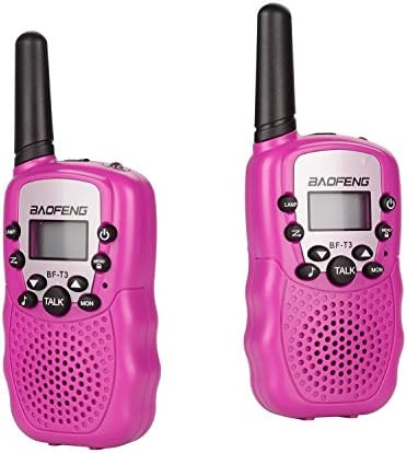 BYBO® Baofeng T3 Kids Walkie Talkies Mini Two Way Radios for Boys Girls Children UHF 462-467MHz Frquency 22 Channels - 1 Pair Pink