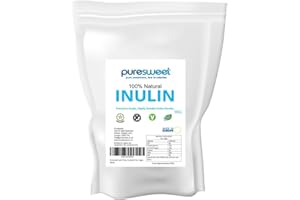 Puresweet Poudre de fibre prébiotique inuline de haute qualité 1 kg – Sans OGM, de qualité supérieure, hautement soluble, fabriquée dans l'UE, Fructo oligosaccharide (FOS), sans gluten, végétalien.