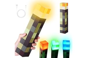 RUIOOMEEP Craft Lampe Torche, Torche 4 Couleurs, Lampe Murale en Forme de Torche 28cm, Lampes de Nuit Rechargeable, craft Éclairage Mural Cadeau pour Enfants, Pour cosplay, salon, salle de jeu (4 couleurs)