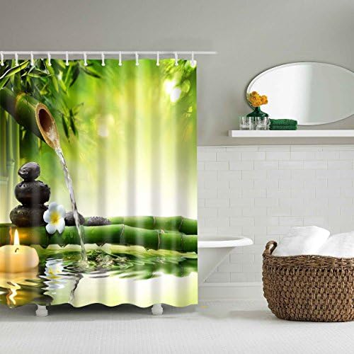 ZQ@QXWaterproof and mildew proof shower curtain of polyester, laminated bamboo and bamboo leavesShower Curtains