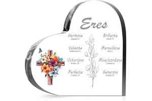 1STEP2DREAM Regalos cristianos en español para mujeres, regalos religiosos inspiradores con versículos de la Biblia, regalos de las Escrituras para San Valentín, regalos de cumpleaños (acrílico)