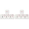 Oshtraco 3-Way Universal Plug Input Multi Extension Socket 2-Pack, Multicolor