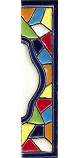 TORO DEL ORO House Numbers and Letters on Tile - Enamelled Ceramic, Hand Painted Technical Dry Rope - Names and Address - Medium Mosaic Design 5.5 x 10.5 cm (Narrow Finish)