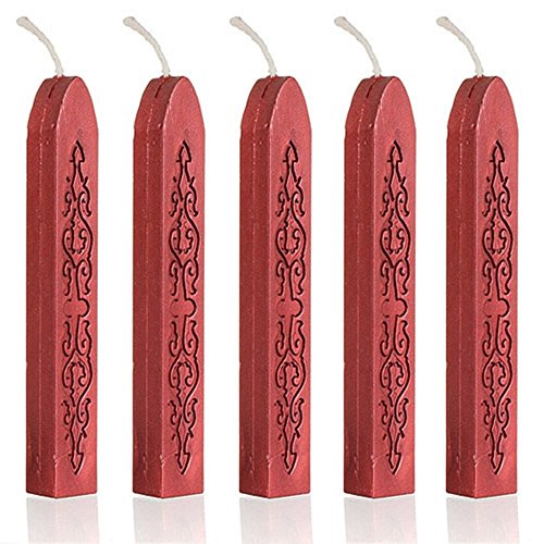 FRE 5 piezas rojo la piel y ayuda a varillas de cera para Color de letra Manuscrito de sellado con cierre adhesivo FRE 5 piezas rojo la piel y ayuda a varillas de cera para Color de letra Manuscrito de sellado con cierre adhesivo