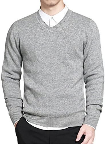 Hangyin Spring Mens Sweater Pullovers Simple Style Cotton Knitted V Neck Sweater Jumpers Thin Male Knitwear Blue Red Black Gray M