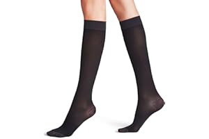 FALKE Lufthansa Travel & Comfort Damen Energize 50 DEN Kniestrümpfe halb blickdicht Kompression druckfreier Komfortbund lange Reisen Sitzen bessere Durchblutung feines weiches Material 1 Paar