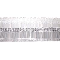 Scheibengardine im Vintage-Stil Nr. 339, 3-fach Spitzenbesatz und Dekoherz mit Wachsperlen