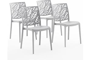 SIEDITI FUORI E DENTRO Sillas apilables de polipropileno con fibra de vidrio para interior, cocina o comedor, para exterior y jardín, sillas de bar y restaurante, de diseño - Dafne (4 sillas, gris claro)