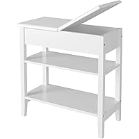 HOMECHO Beistelltisch Sofatisch Weiß Kaffeetisch mit 2 Etagen Couchtisch Nachttisch für Wohnzimmer Schlafzimmer…