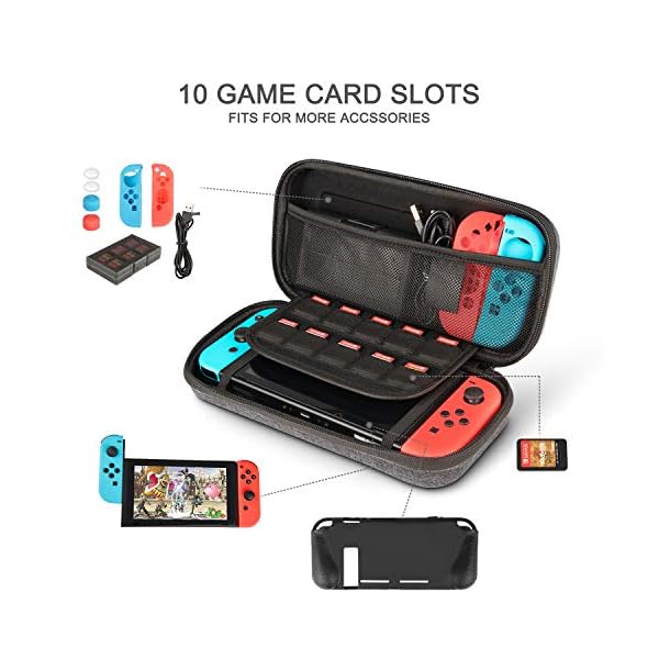 innoAura 11 en 1 Kit accesorios para NS Switch, con funda de transporte, Estuche De Juegos, funda de TPU, fundas para… - Image 3