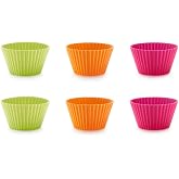 L&eacute;ku&eacute; Cupcake Stands, Silicone Platinum, Multicoloured, 6 Count