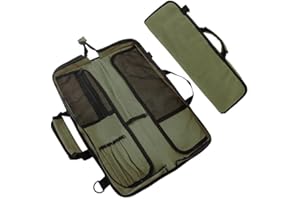 XITVVYG Chef Knife Roll Bag Case (12 Pockets),Heavy Duty Waxed Canvas Chef Knife Roll Bag Storage with Handle,Knife Carrying Case Multi-function Knife Tool Roll Bag for Home Kitchen Traveling (army green)