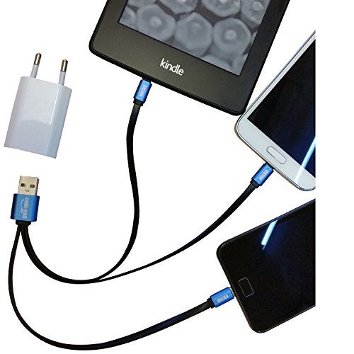 COM-PAD 3xMicro-USB auf USB Splitter-Ladekabel 2x 25cm schwarz/blau - 5