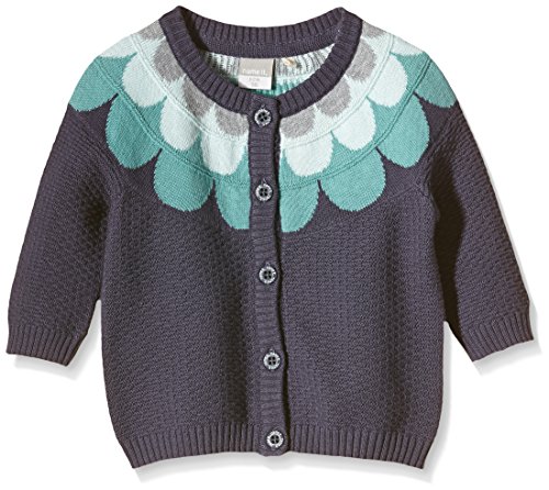 NAME IT Baby Girls Nitnynne Nb So Knit Cardigan Ger 515 Button Front Long Sleeve Cardigan, Multicoloured - Mehrfarbig (Graystone), 3-6 Months (Manufacturer size: 68)