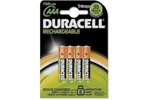 Duracell Battery Rechargeable Accu NiMH 750mAh AAA Ref 81364750 [Pack 4]