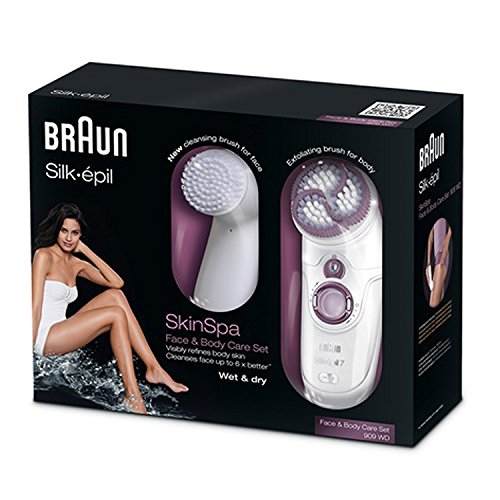 Braun Silk-épil Skin Spa 909 Care Set with body exfoliation and facial cleansing brushes