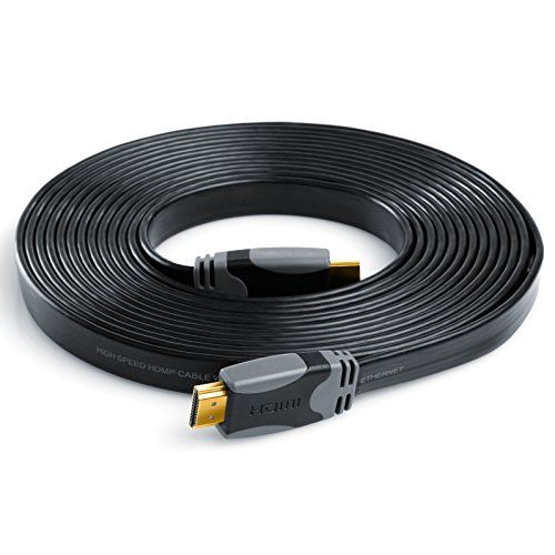 10m – ultraflaches HDMI Kabel 1.4a | High Speed with Ethernet | neues Modell 2015 / Kabel 3 fach geschirmt / inkl. Stecker- und Kontaktschirmung | Full HD 1080p | 3D / ARC / CEC | 10,0 Meter - 3