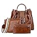 Produktbild REALIKE Damen Handtasche 3 in 1 Umhängetasche Mode Schultertasche Wasserdichte PU-Leder Umhängetasche Kette Henkeltaschen Casual Messenger Tasche Einfarbig Beuteltasche Ngetasche (Braun, M)