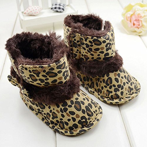 Itaar Warm Lovely Soft Sole Baby Girls Bowknot Leopard Snow Fur Boots Crib Shoes