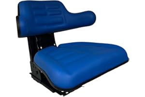CARRETCAR EUROPEA Asiento de Tractor para tractor, Asiento Universal, varios modelos de tractor, PVC azul - con Guías Ajustables y Respaldo Ergonómico - Compatible con Tractores, Cortacésped y Maquinaria Agrícola