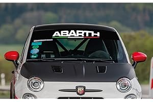 ProVinilos Pare-soleil lune avant, modèle Abarth, verre avant en autocollant 130 x 21 cm, film de protection, avec kit d'installation.