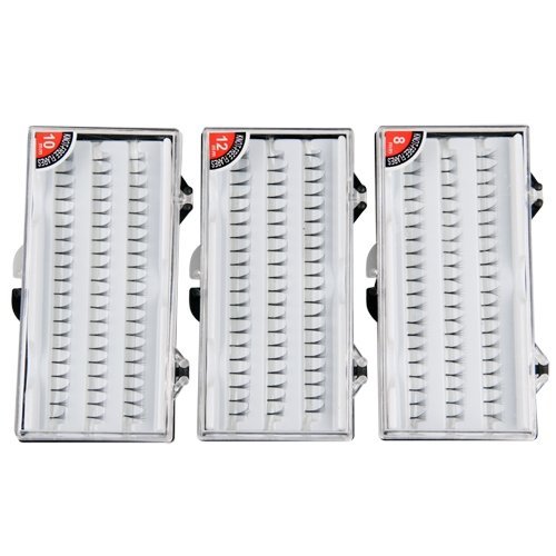 SODIAL(R) 3 Box 180x 8mm/10mm/12mm Kuenstliche falsche Wimpern Einzelwimpern - 4