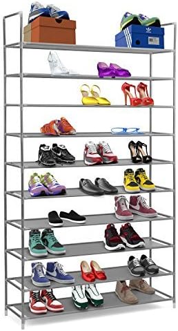 Halter Stainless Steel Shoe Rack/Shoe Storage Stackable Shelves (Gray, 10 Tier)