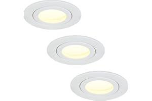 HCFEI - IP44 Dimmable LED Spot Encastrable Blanc | Aussi pour Salle de Bains | 5W 230V | Lot de 3 Spots | Blanc Chaud