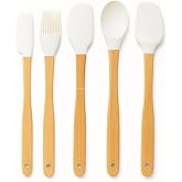 Busstier 5&rsquo;li Silikon Spatula Seti Bambu Saplı Mutfak Gere&ccedil;leri Isıya Dayanıklı Yapışmaz Hamur Karıştırıcı Pasta Fır&ccedil;ası Kaşı