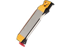 LIOAEUST Portable Cutter Sharpener, 17x3CM Double-Sided Efficient Multifunctional Sharpener for cutter Sharpening, Lightweight Easy Handle, Sharpen Tool for Outdoor Camping Kitchen(Yellow)