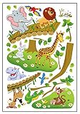 ufengke® Grünen Baum Niedlichen Löwen Kaninchen Giraffe Elefanten Überqueren Der Brücke Wandsticker, Kinderzimmer Babyzimmer Entfernbare Wandtattoos Wandbilder - 4