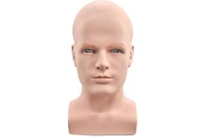 Tcwuzick Male Mannequin Head Professional Manikin Head for Display Wigs Hats Headphone Mask Sunglasses Jewelry and Scravat Display Stand (yellow skin tone)