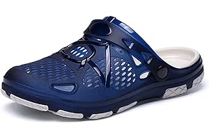 HITMARS Mens Clogs Garden Sandals Lightweight Garden Clogs for Men Summer Sliders Mules Casual Pool Beach Outdoor Blue Black Size 6.5-13 UK