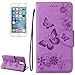 Produktbild AXRXMA Für das iPhone 7 gepresste Blumen Butterfly Pattern Horizontal Flip Ledertasche mit Halter & Kartensteckplätze & Geldbörse, Für iPhone 7 (Farbe : Violett)