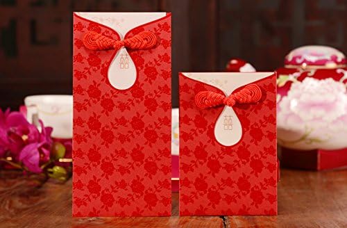 Ordery Red Envelopes Traditional Chinese Wedding, Cheongsam and Button Loop Design, New Year Gifts, Red Packets Pack of 6 (3.46''*7.17'')