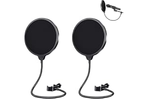 KSYWYDU 2 Pièces Microphone Filtre Anti-Pop, Micro Écran Anti Vent, Double Couche Son Bouclier Avec Col de Cygne 360° Mousse anti-ven Pince Réglable Pare-vent Micro Universel Pour Enregistrement Podcast Chant
