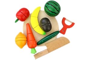 DMZK Fruits À Couper en Bois, Jouets d'imitation de Cuisine Ensemble de Jouets pour Enfants Couper Les Fruits et Légume