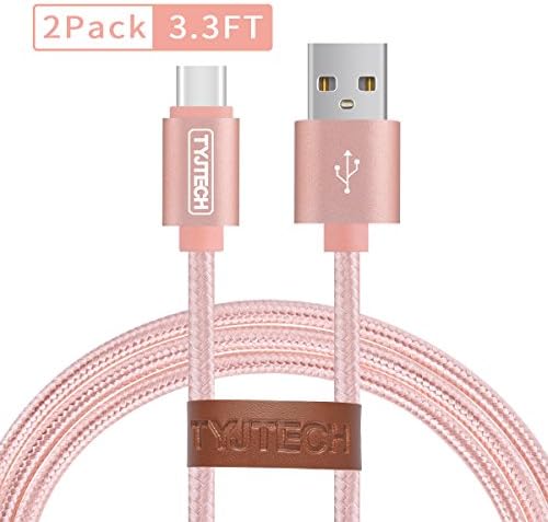 USB Type C to USB 3.0 Charger Cable JPHTEK Nylon Braided USB Type C, Data Transfer &amp; Charging Cable [ 2 Pack&amp;3.3FT/1M ] for MacBook Pro 2016, Samsung Galaxy S8, Nexus 5X, OnePlus 3, Huawei P9 and More Type C Cable Supported Devices