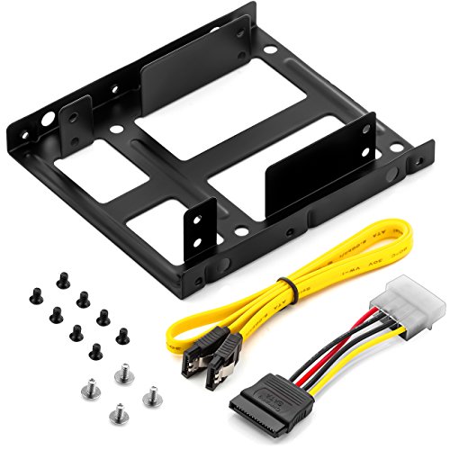 deleyCON Einbaurahmen SET - für 2x 2,5" Festplatten / SSD's auf 3,5" Adapter Wechselrahmen Mounting Frame Halterung Schienen inkl. Schrauben SATA Kabel und Stromadapter