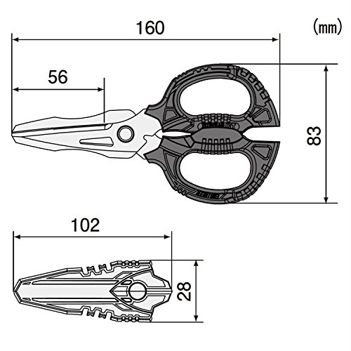 Multifunktionsschere, 4-in-1-Kombi bladecuts Leder, Volldraht, CDs, dickes Seil und mehr. Hergestellt in Japan. Engineer ph-55, High strength versatile scissors - 9